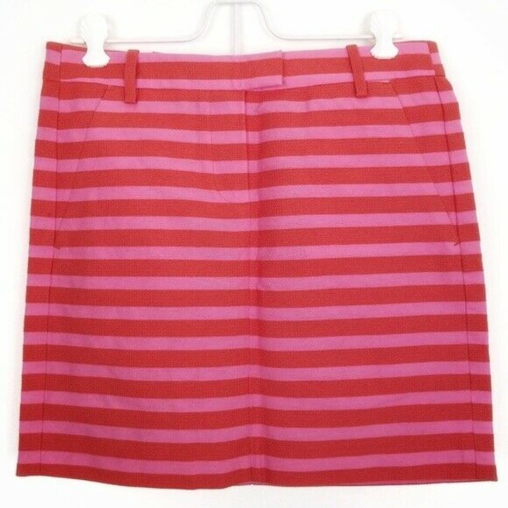 -J.Crew Factory Pink Orange Stripe Skirt Size 00